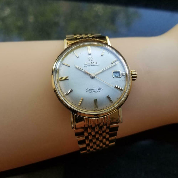 OMEGA Men's 18k Gold-Plated Seamaster DeVille Automatic w/Date c.1966 Swiss