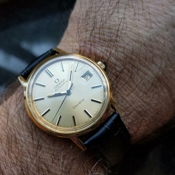 Omega 1970s Geneve Gold Plated Swiss 35mm Calibre 1012 Automatic Mens Watch