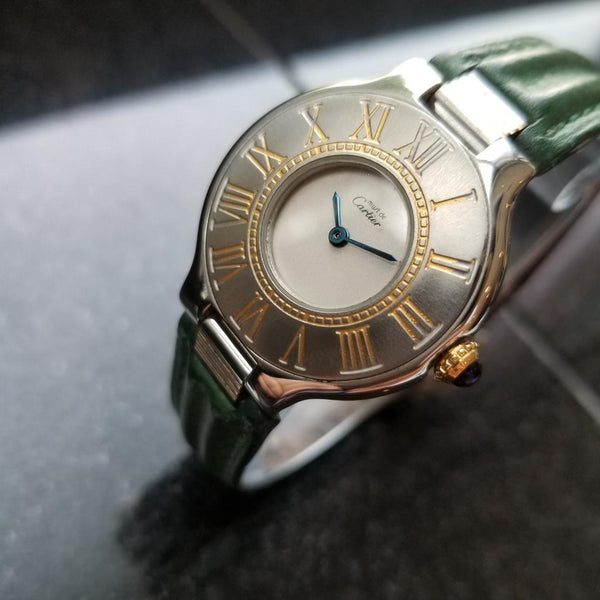 CARTIER Ladies Must De 21 Stainless Steel w/ Gold Inlay, c.1990s Swiss