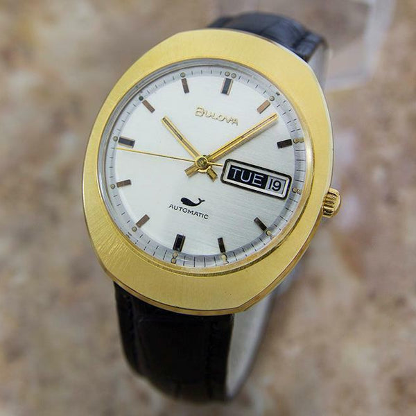 Bulova Mens Midsized Automatic Gold Plated Swiss 1968 Classic Dress Watch