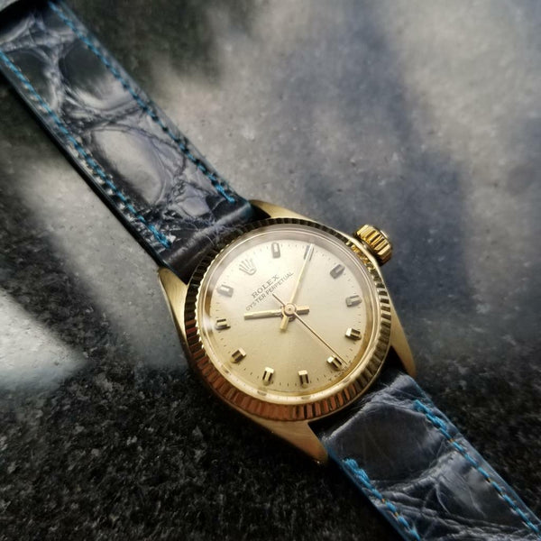 ROLEX Solid 14K Gold Ladies Oyster Perpetual 6619 Automatic, c.1965 Swiss