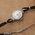 Tradition 14K White Gold Diamond 15mm Ladies Hand Wind 1950s Dress Watch