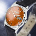 Citizen Day Date Manual Wind Men's Retro Dress Watch Orange Dial c.1970s