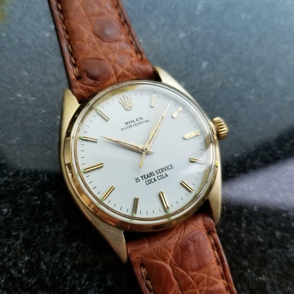 Rolex Oyster Perpetual Vintage 1962 Coca Cola Solid 14k Gold 1003 Automatc