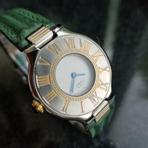 CARTIER Ladies Must De 21 Stainless Steel w/ Gold Inlay, c.1990s Swiss