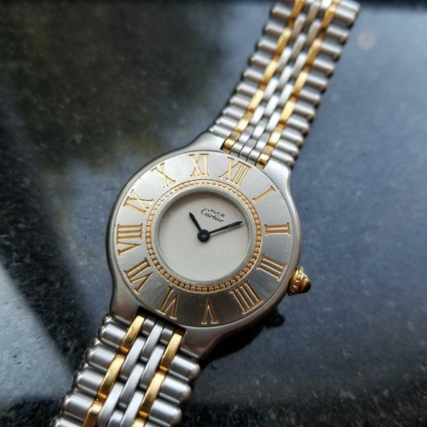 CARTIER Ladies Must 21 Cartier 18K Gold & SS Quartz, c.1990s Swiss Luxury