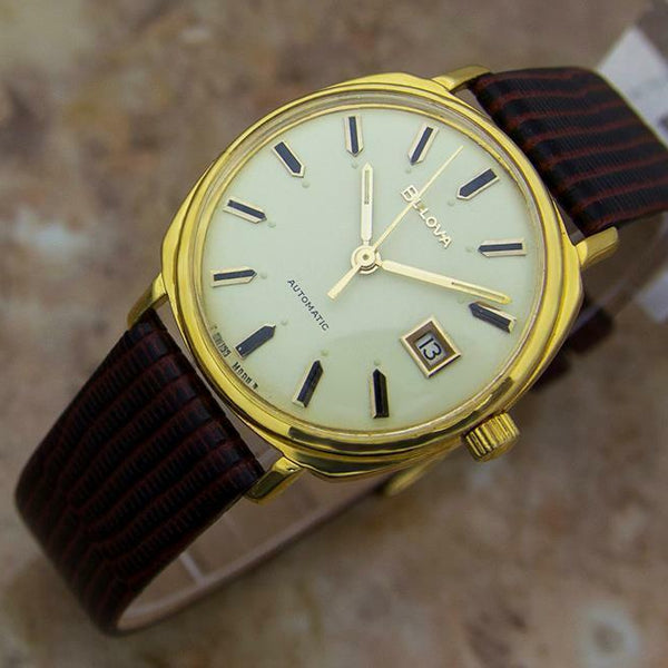 Bulova M8 1960s Swiss Made Mens Vintage Automatic Gold Plated Dress Watch