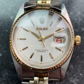 ROLEX Men's 18K & Steel Datejust 6305 Automatic, c,1963 Swiss Vintage